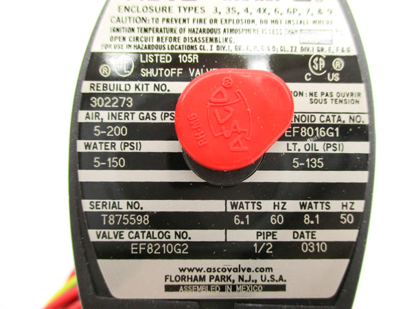 ASCO EF8210G2 110/120V 5-200PSI 1/2" NSMP