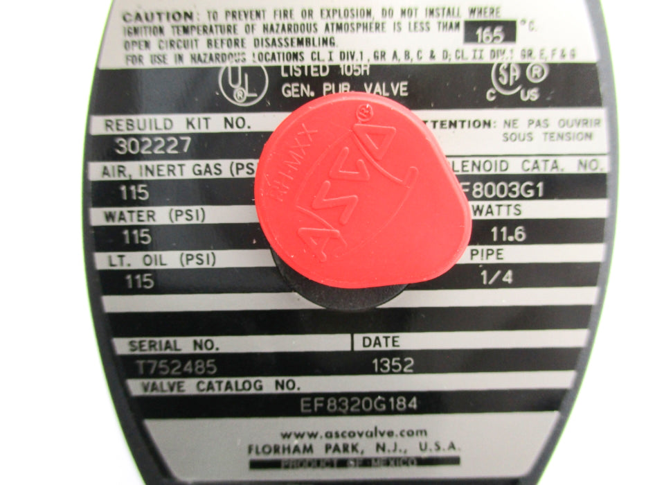 ASCO EF8320G184 24VDC 115PSI 1/4" NSMP