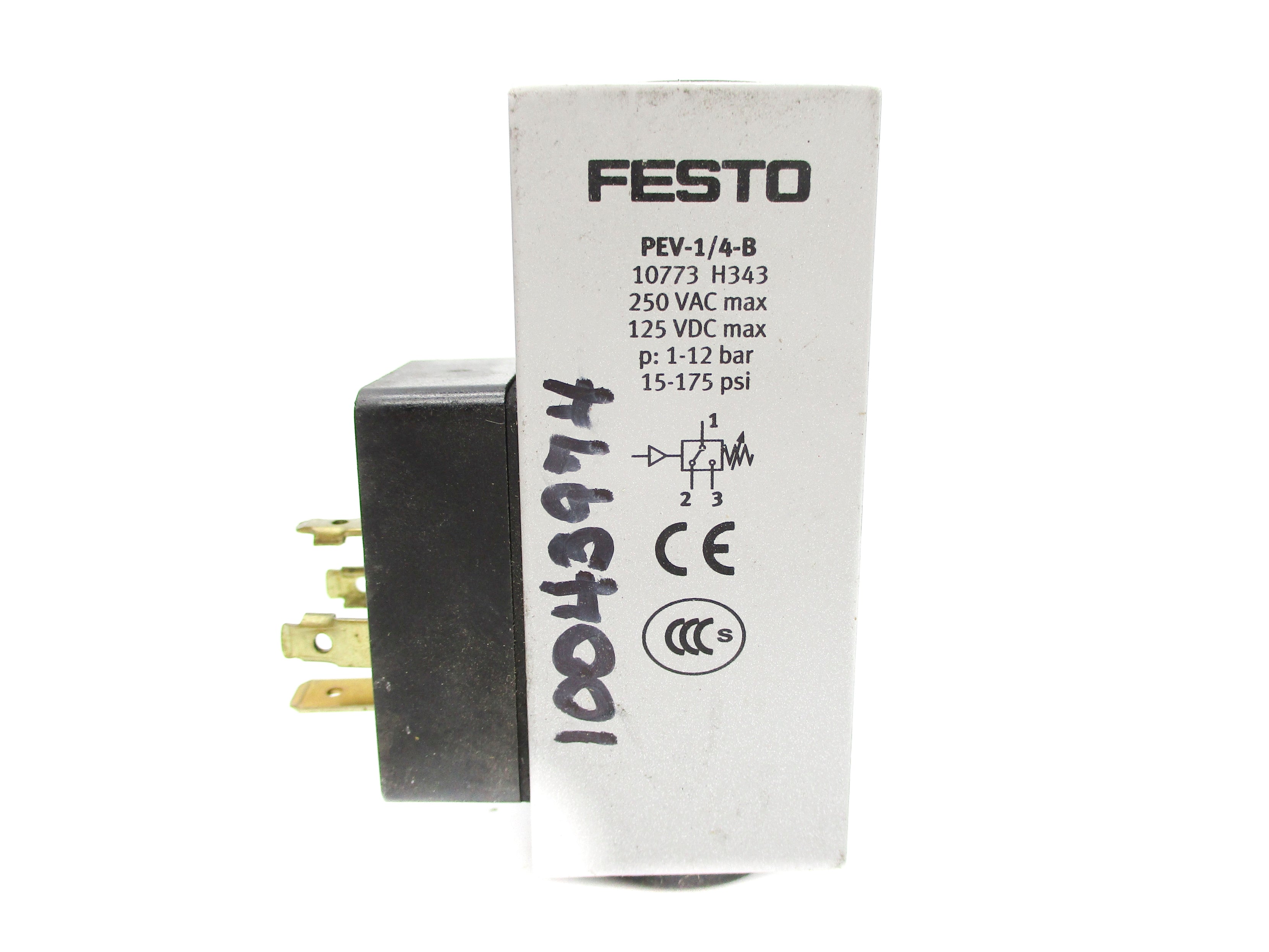 FESTO PEV-1/4-B 10773 250VAC 15-175PSI NSNP