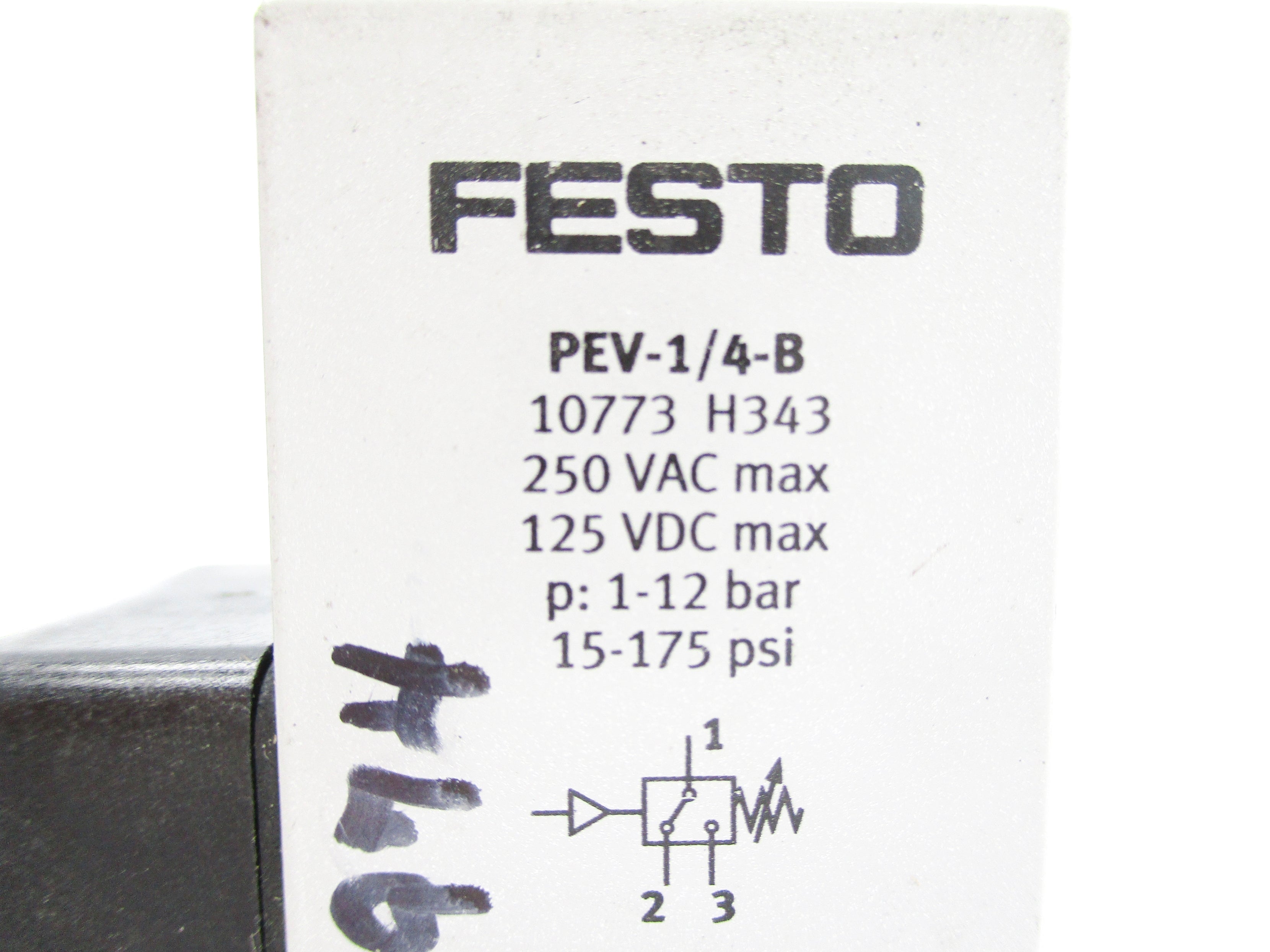 FESTO PEV-1/4-B 10773 250VAC 15-175PSI NSNP
