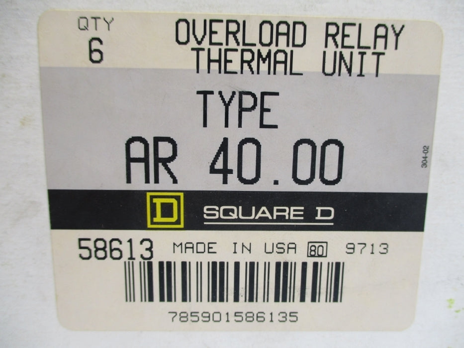 SQUARE D AR40.00 (PKG OF 6) NSMP