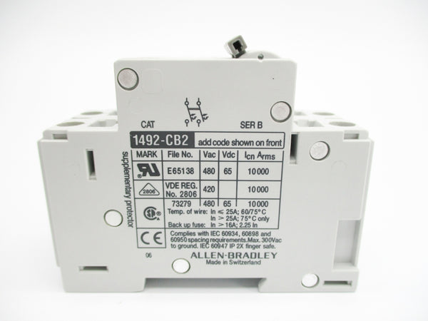 ALLEN BRADLEY 1492-CB2G120 SER. B 480VAC 12A NSMP