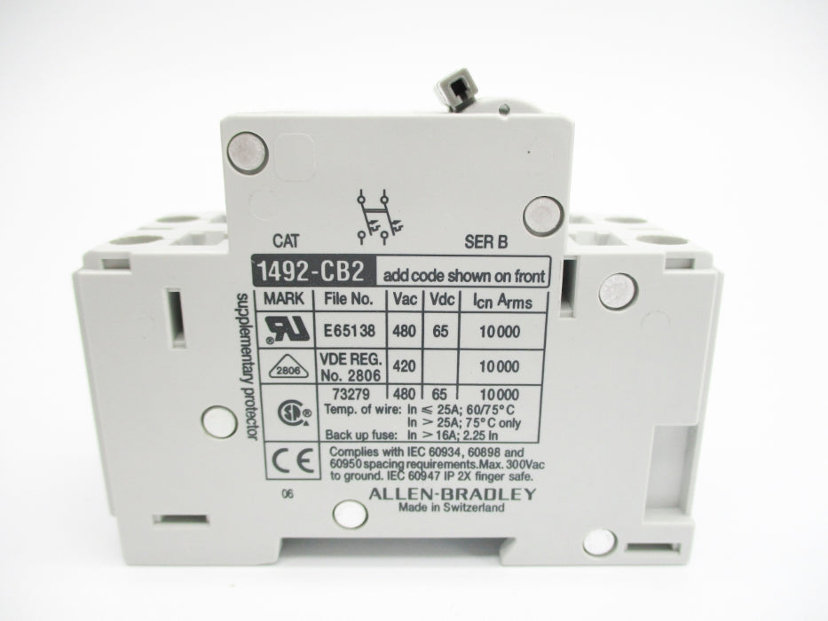 ALLEN BRADLEY 1492-CB2G120 SER. B 480VAC 12A NSMP