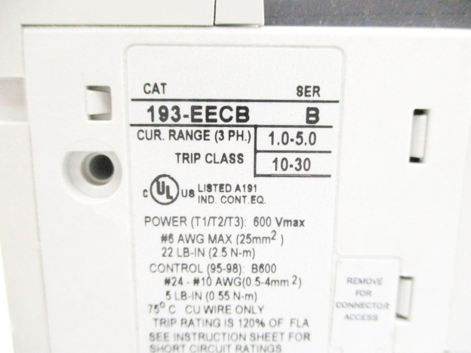ALLEN BRADLEY 193-EECB SER. B 600V 1.0-5.0A NSNP