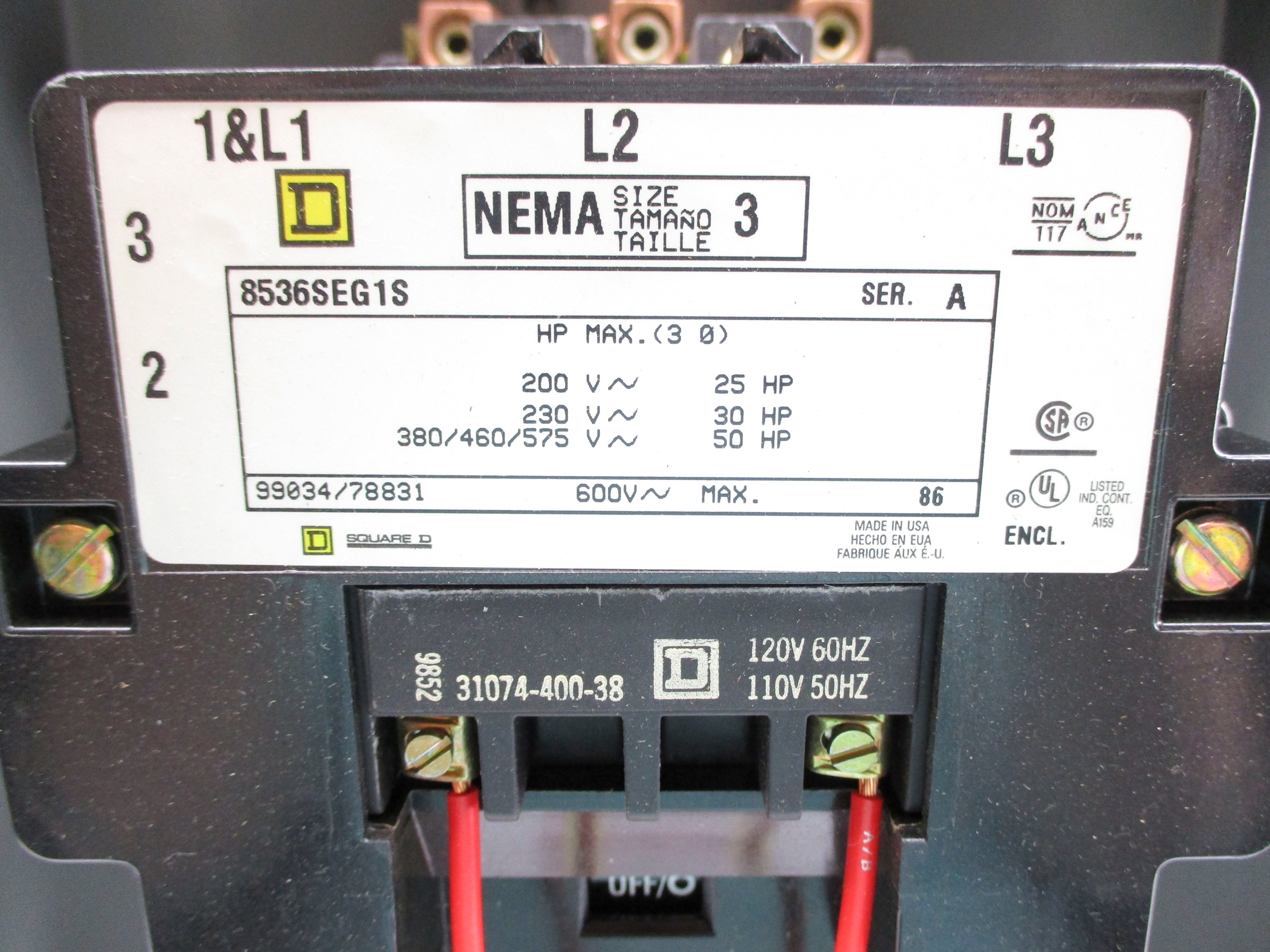 SQUARE D 8536SEG1S SER. A 110/120V NSNP