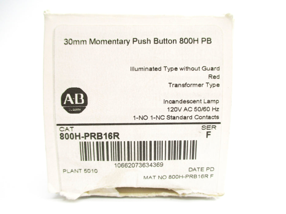 ALLEN BRADLEY 800H-PRB16R SER. F 120V (WH) NSMP