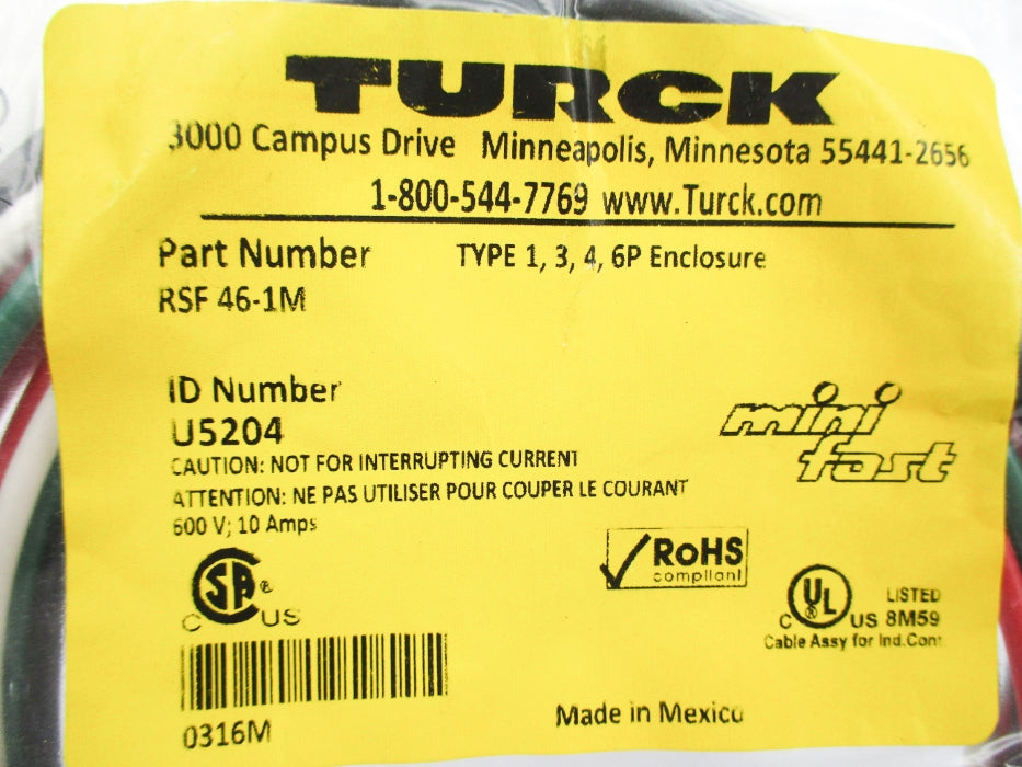 TURCK RSF46-1M U5204 600V 10A NSMP