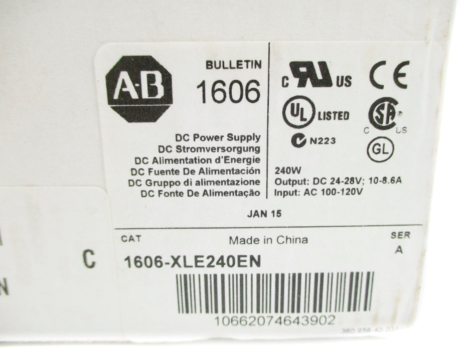 ALLEN BRADLEY 1606-XLE240EN SER. A 100-120VAC 5.0A NSMP