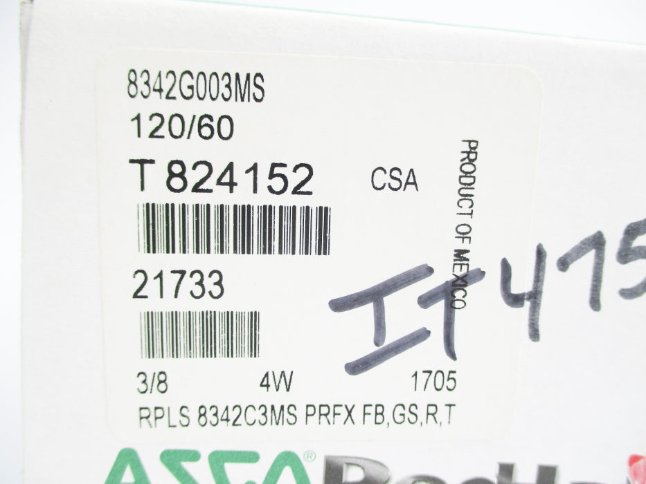 ASCO 8342G003MS 120V 100-125PSI 3/8" NSMP