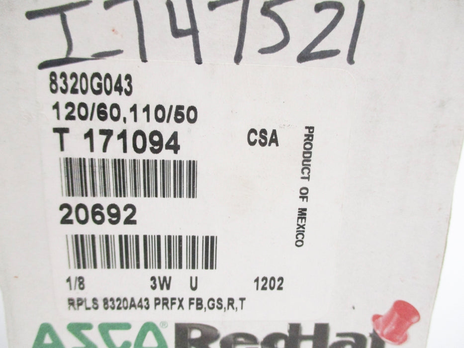 ASCO 8320G043 110/120V 30PSI 1/8" NSMP