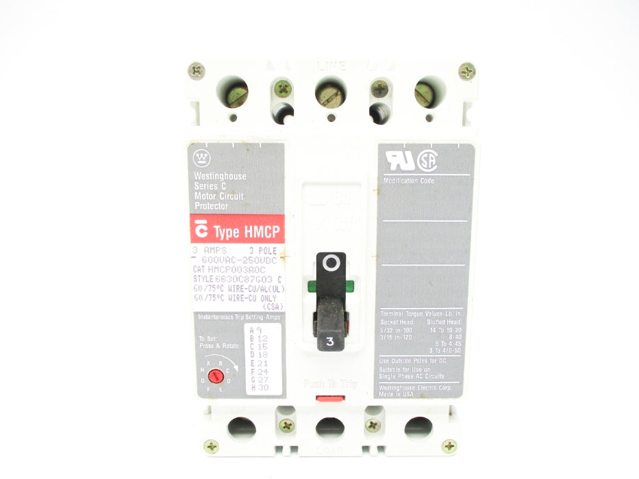 WESTINGHOUSE HMCP003A0C SER. C 600VAC 3A NSMP