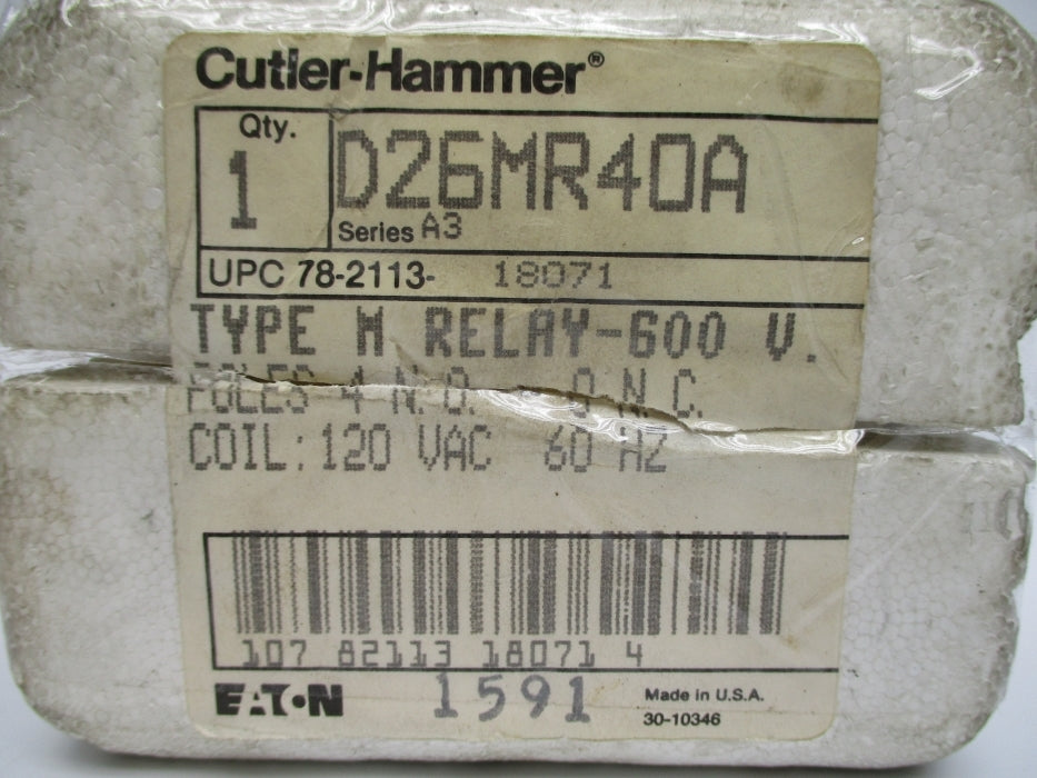 CUTLER HAMMER D26MR40A SER. A3 120VAC NSMP