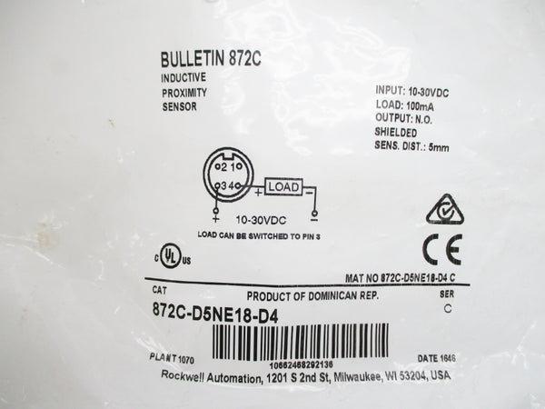 ALLEN BRADLEY 872C-D5NE18-D4 SER. C 10-30VDC NSMP