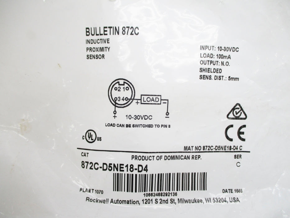 ALLEN BRADLEY 872C-D5NE18-D4 SER. C 10-30VDC NSMP