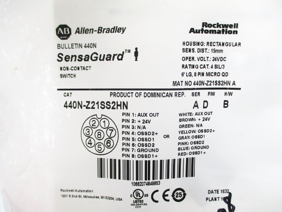 ALLEN BRADLEY 440N-Z21SS2HN SER. A F/W D 24VDC NSMP