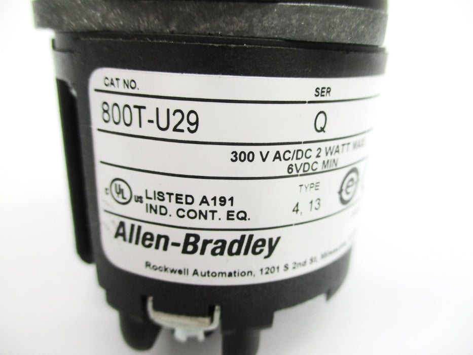 ALLEN BRADLEY 800T-U29 SER. Q 300VAC/DC NSNP