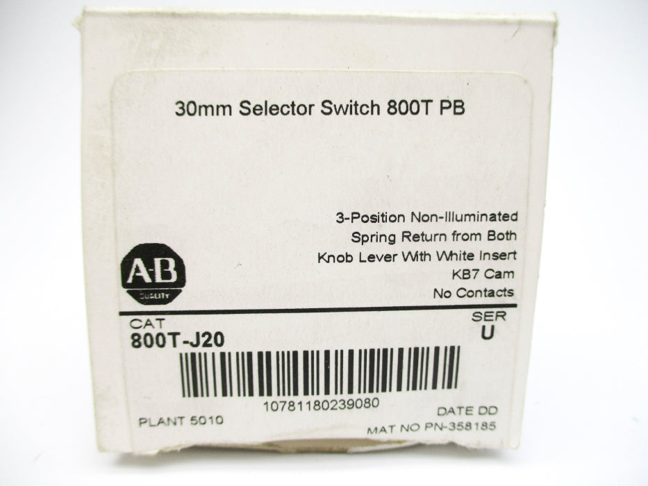 ALLEN BRADLEY 800T-J20 SER. U (WH) NSMP