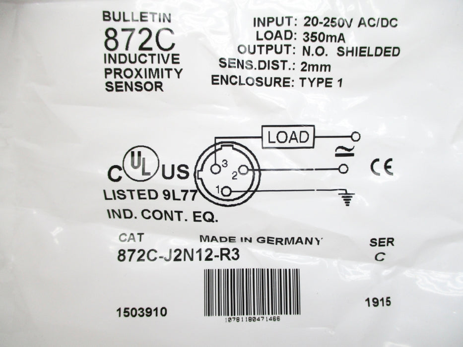 ALLEN BRADLEY 872C-J2N12-R3 SER. C NSMP