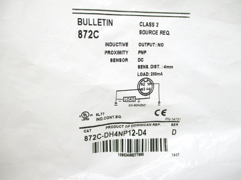 ALLEN BRADLEY 872C-DH4NP12-D4 SER. D NSMP