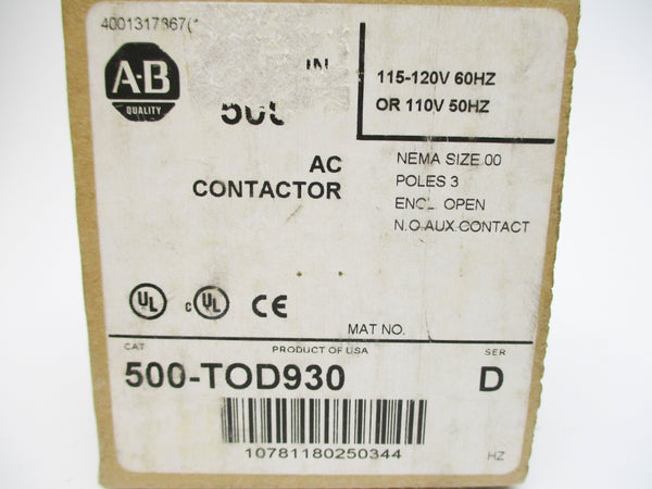 ALLEN BRADLEY 500-TOD930 SER. D 110/115-120V (BR/WH) NSMP