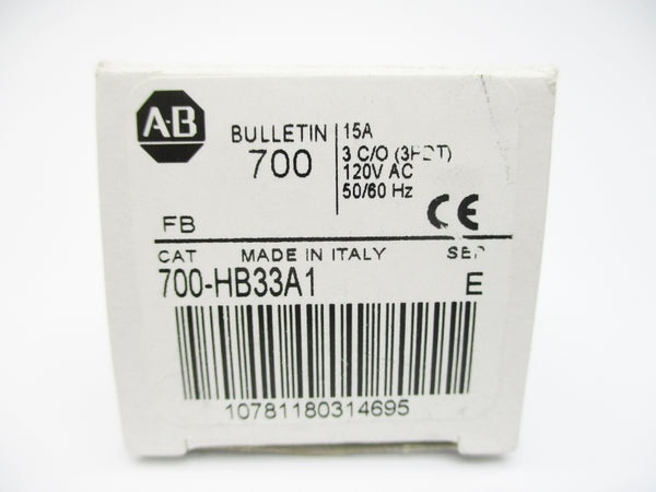 ALLEN BRADLEY 700-HB33A1 SER. E 120VAC 15A (WH) NSMP