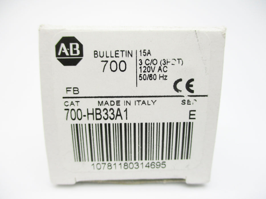 ALLEN BRADLEY 700-HB33A1 SER. E 120VAC 15A (WH) NSMP
