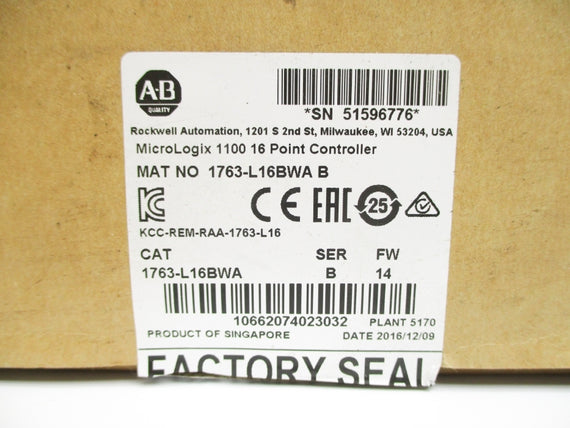 ALLEN BRADLEY 1763-L16BWA SER. B F/W 14 24VDC NSMP