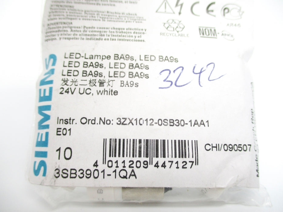 SIEMENS 3SB3901-1QA 24VDC (PKG OF 10) NSMP