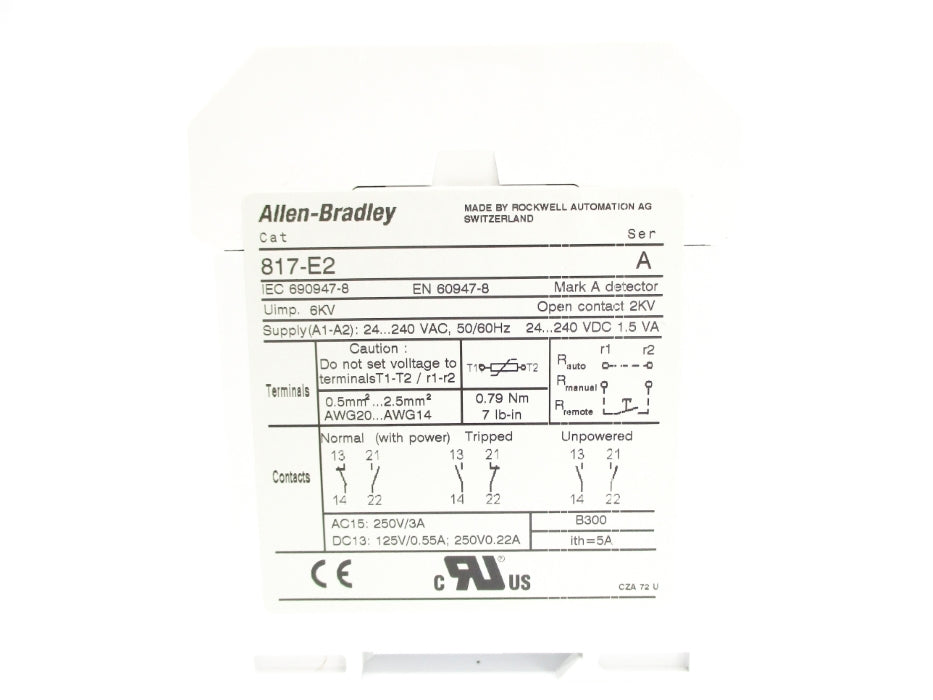 ALLEN BRADLEY 817-E2 SER. A 24-240V (BR/WH) NSMP