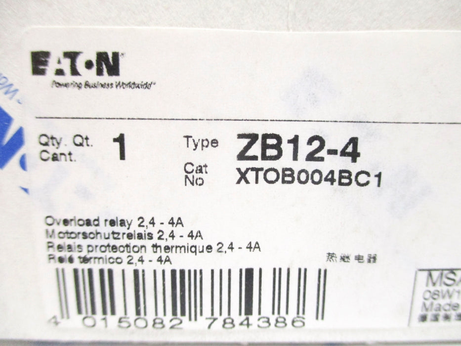 EATON XTOB004BC1 ZB12-4 690V 2.4-4A NSMP