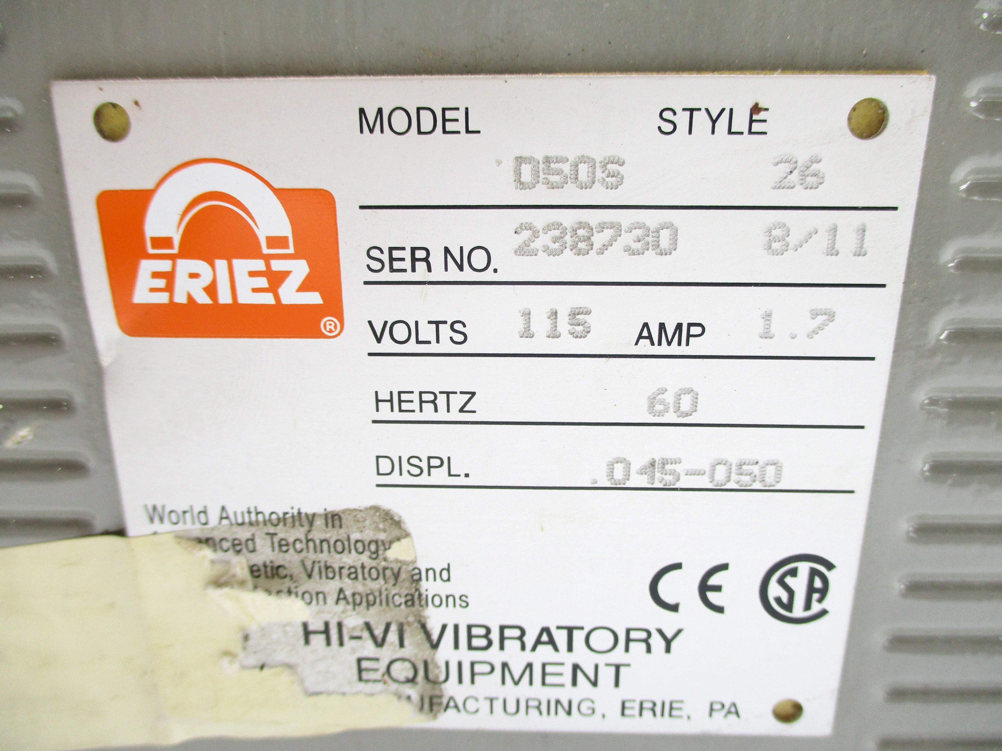 ERIEZ MAGNETICS D50S-26 NSNP