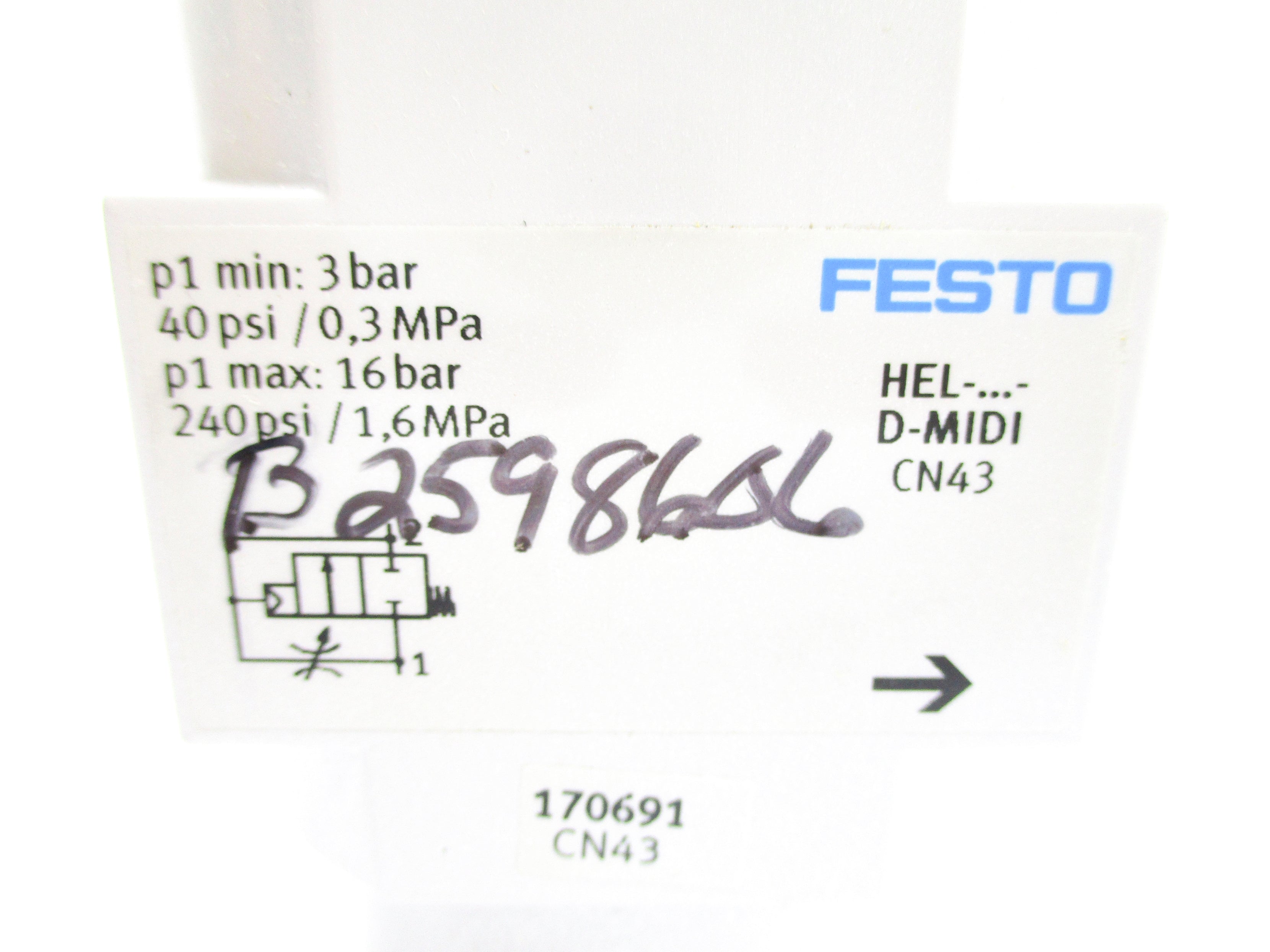 FESTO HEL-D-MIDI 170691 240PSI NSNP