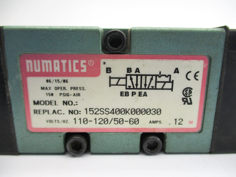 NUMATICS 152SS400K000030 110-120V .12A 150PSI UNMP