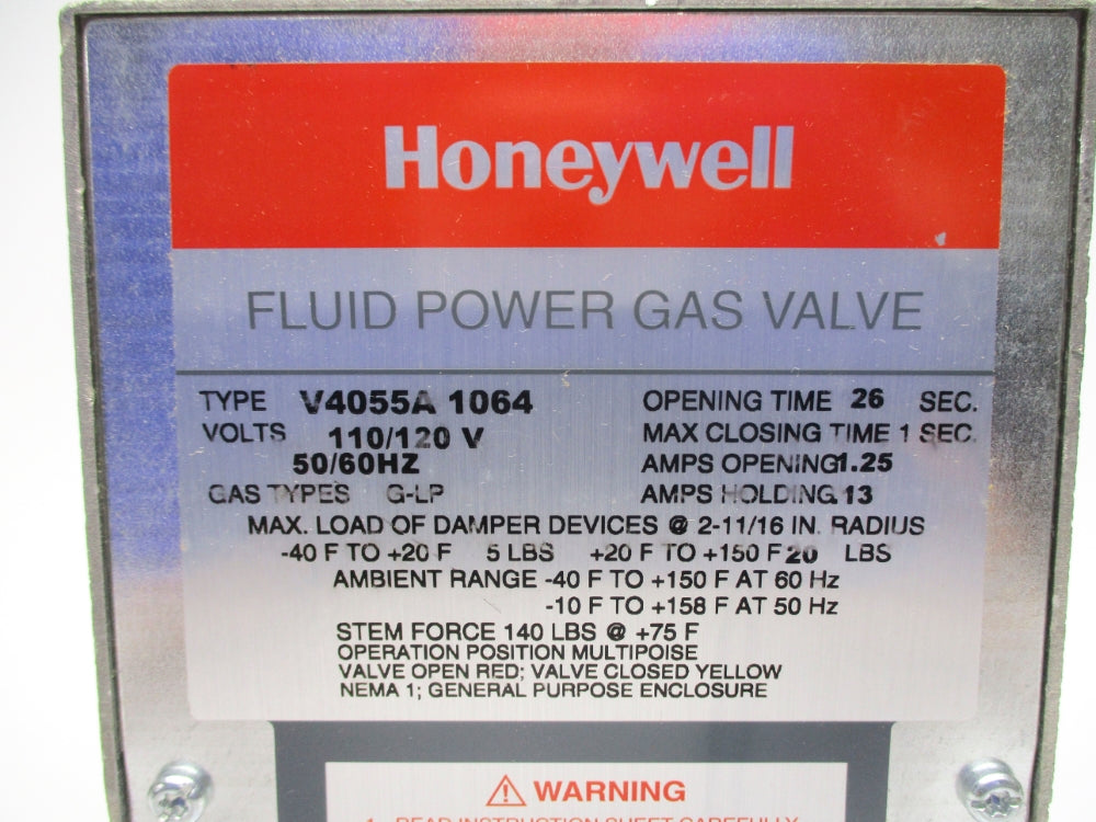 HONEYWELL V4055A1064 110/120V 1.25/.13A 26S NSNP