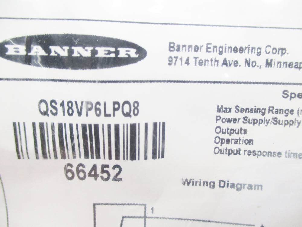 BANNER ENGINEERING QS18VP6LPQ8 66452 10-30VDC NSMP
