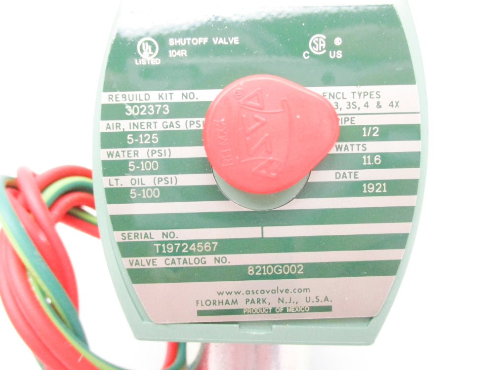 ASCO 8210G002 24VDC 5-125PSI 1/2" NSMP