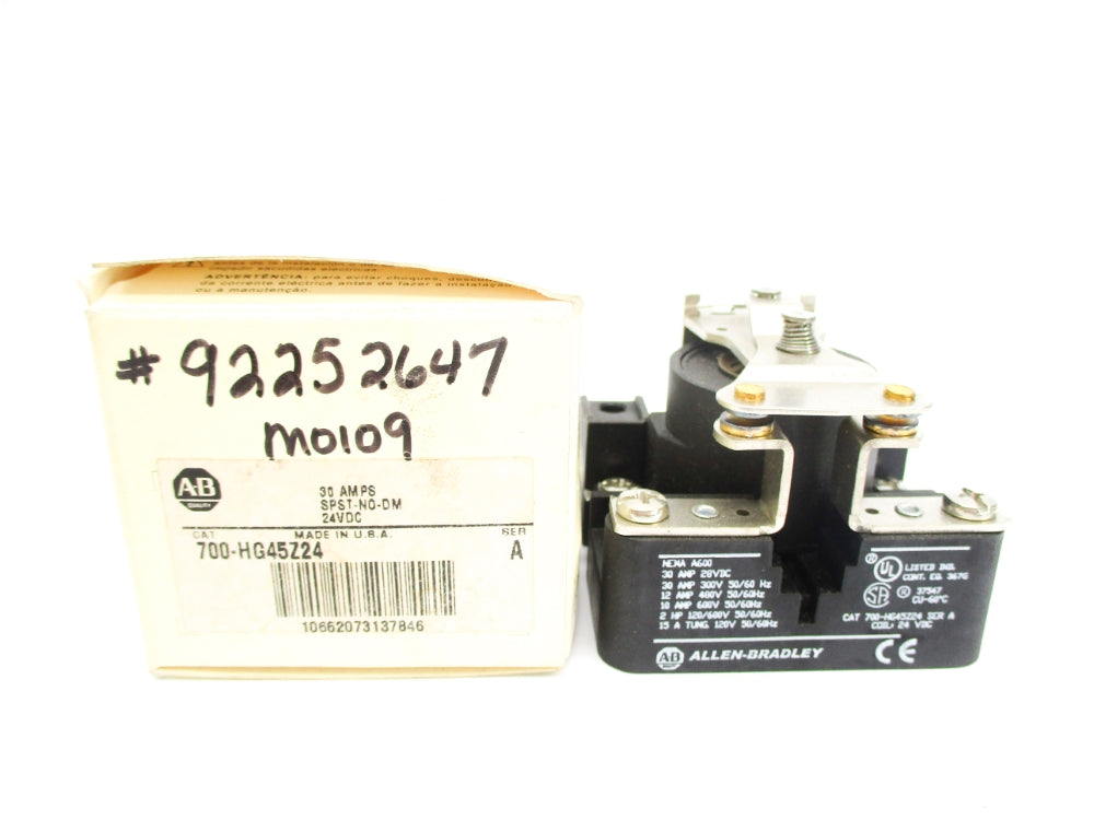 ALLEN BRADLEY 700-HG45Z24 SER. A 24VDC 30A (WH) NSMP