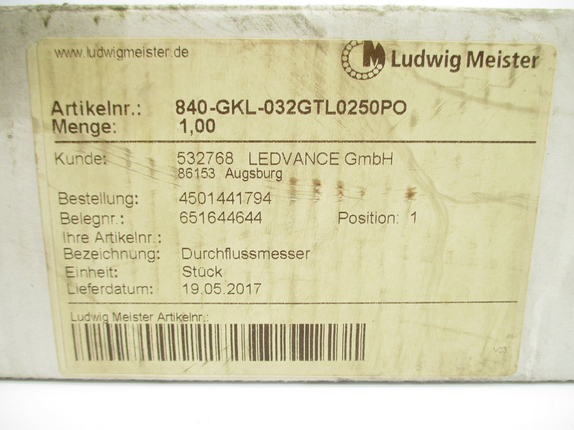 LUDWIG MEISTER 840-GKL-032GTL0250PO NSMP
