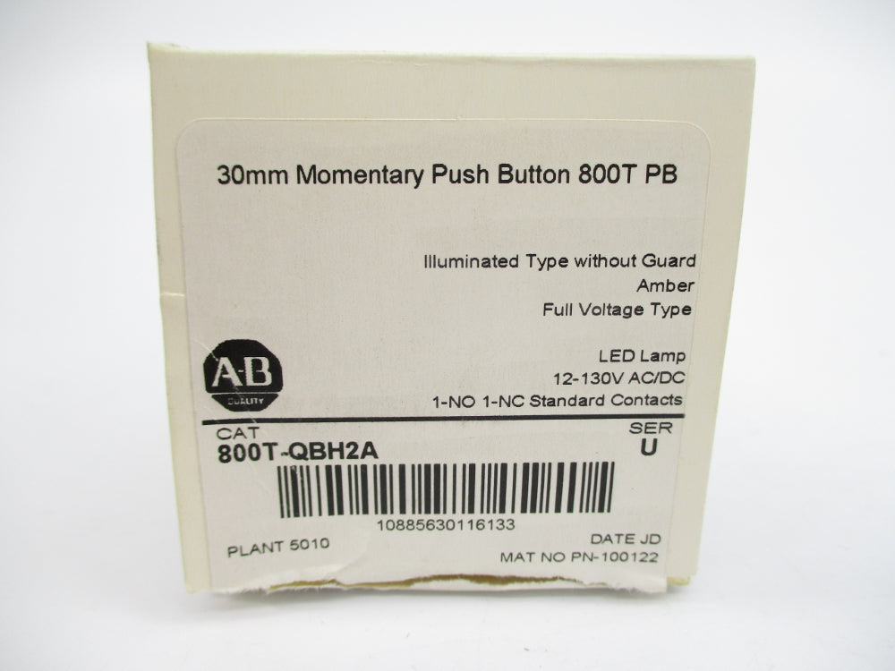 ALLEN BRADLEY 800T-QBH2A SER. U 12-130VAC/DC (WH) NSMP