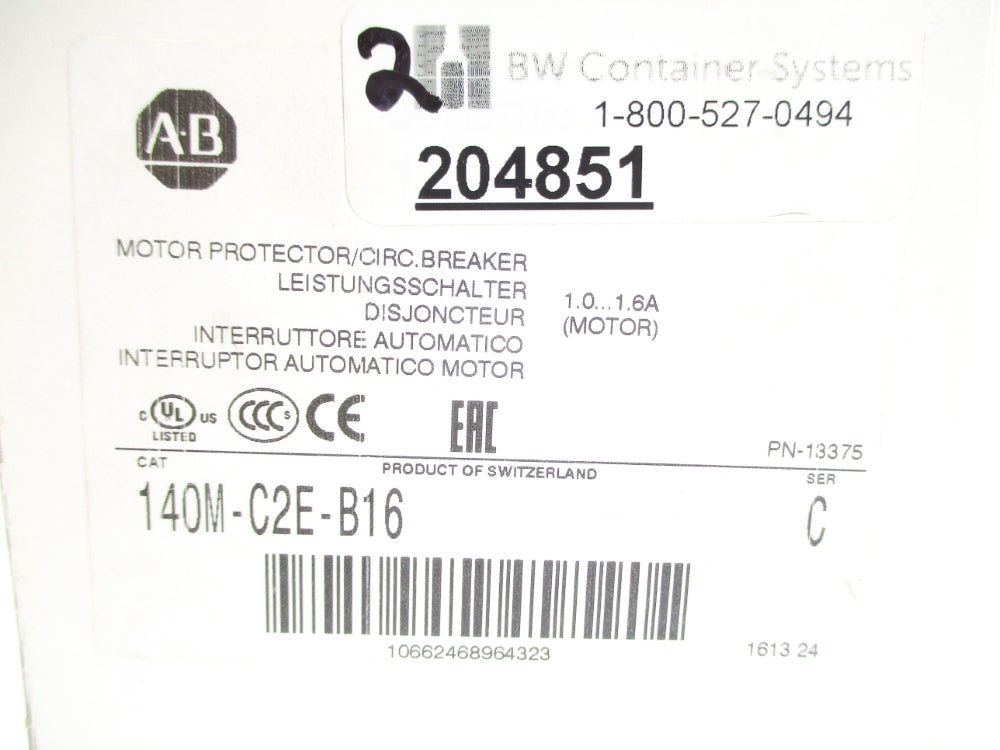 ALLEN BRADLEY 140M-C2E-B16 SER. C 690V 1.0-1.6A NSMP