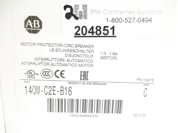 ALLEN BRADLEY 140M-C2E-B16 SER. C 690V 1.0-1.6A NSMP