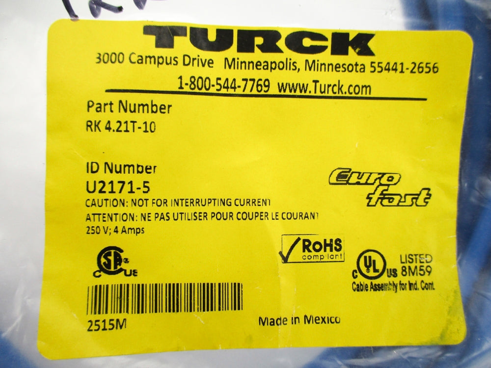 TURCK RK4.21T-10 U2171-5 NSMP