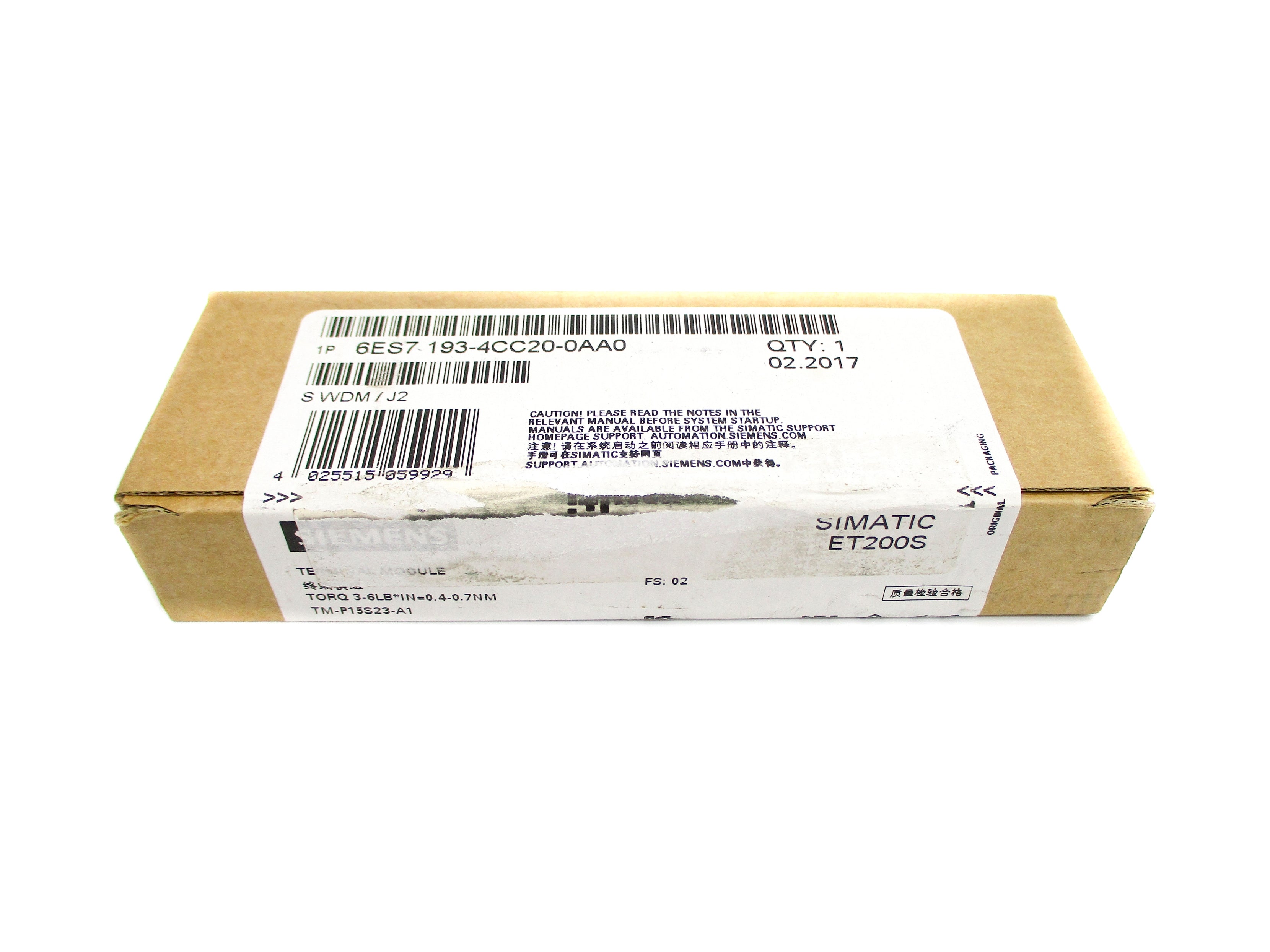 SIEMENS 6ES7193-4CC20-0AA0 TM-P15S23-A1 NSFS