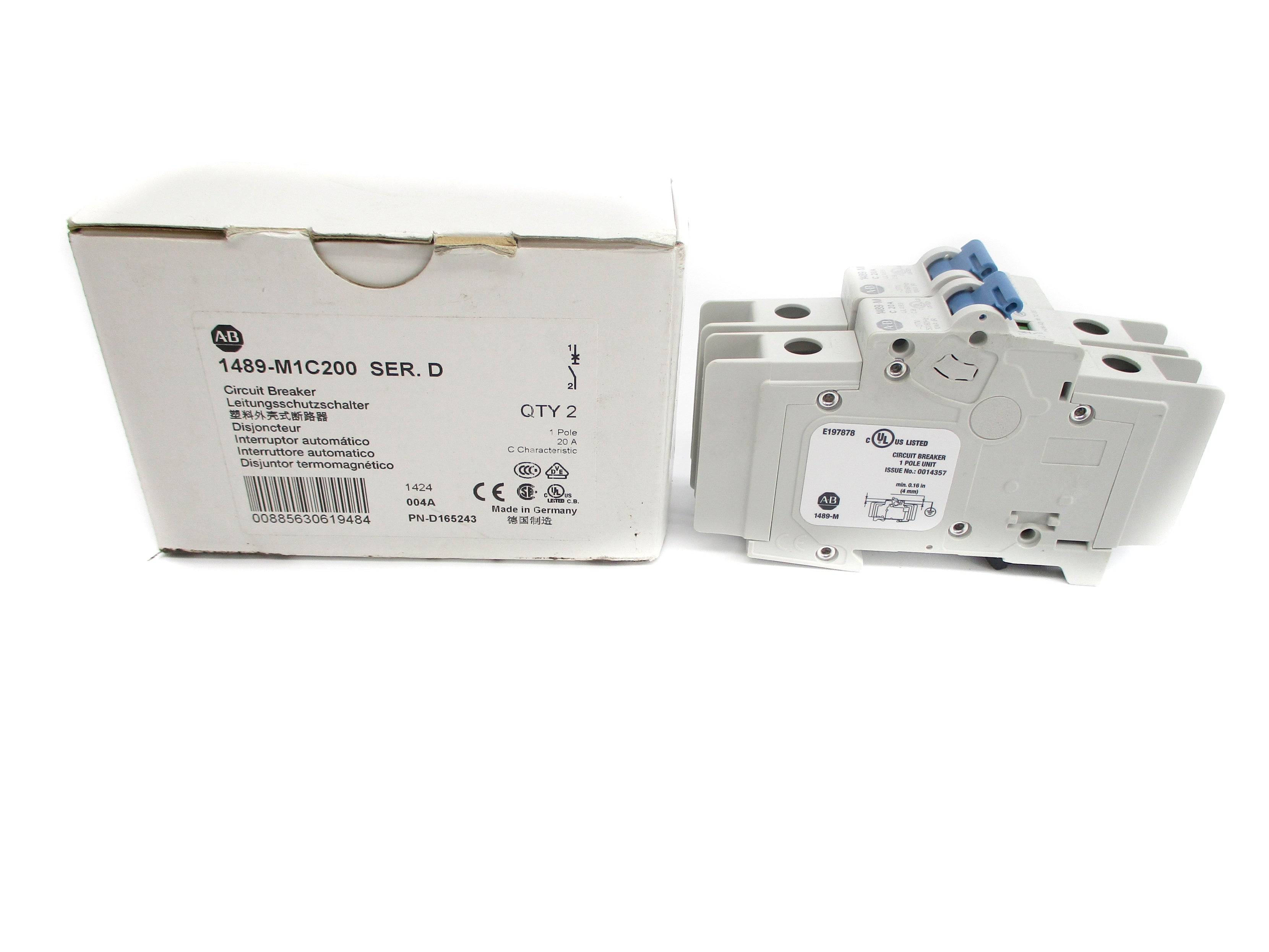 ALLEN BRADLEY 1489-M1C200 SER. D 277V 20A (PKG OF 2) NSMP