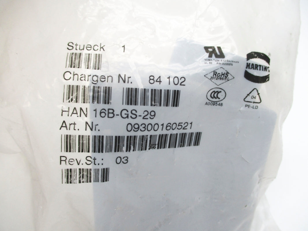 HARTING 09300160521 HAN16B-GS-29 NSMP