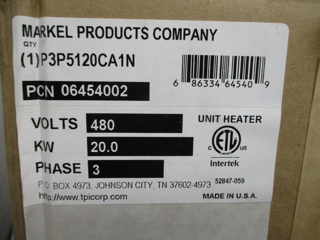 MARKEL P3P5120CA1N 480V 24.7A NSMP