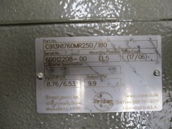 STOBER DRIVES C913N1760MR250/180 SZ 9 GEARHEAD NSMP
