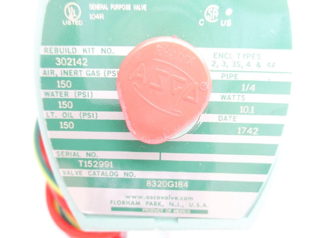 ASCO 8320G184 110/120V 150PSI 1/4" NSNP