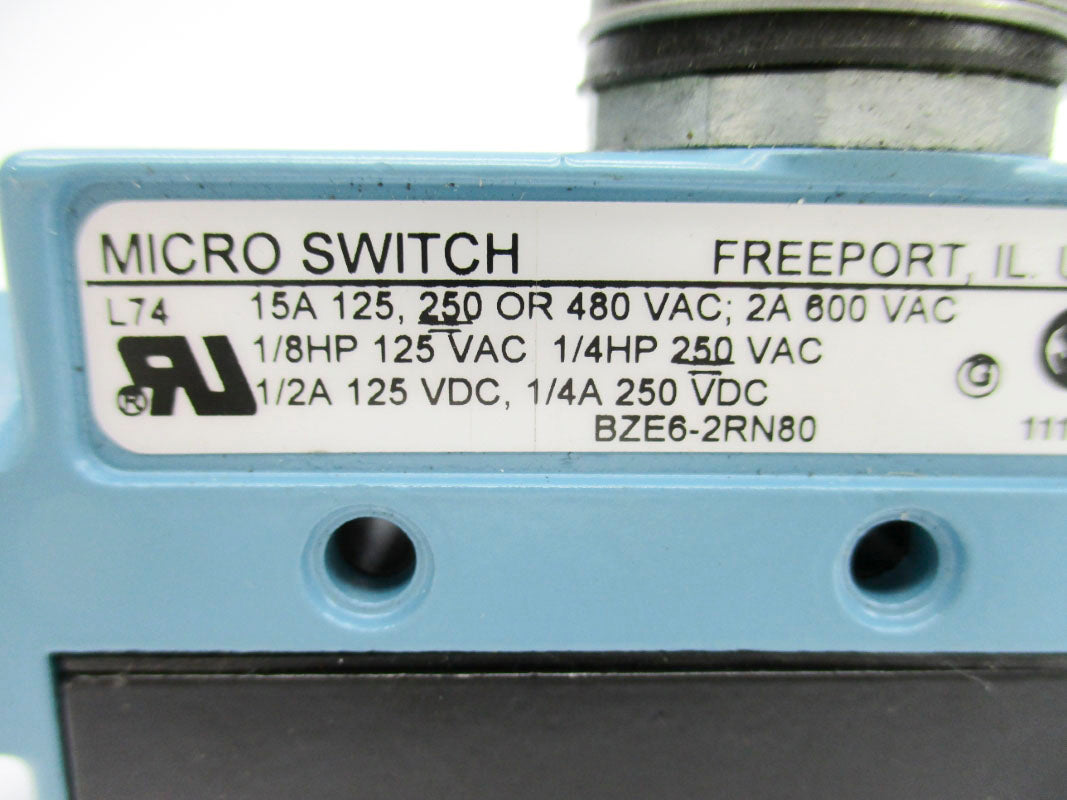 MICRO SWITCH BZE6-2RN80 600VAC 2A NSNP