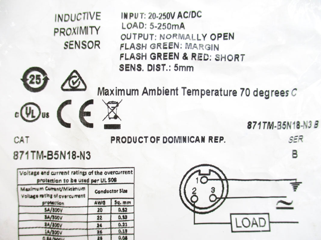 ALLEN BRADLEY 871TM-B5N18-N3 SER. B 20-250VAC/DC NSMP